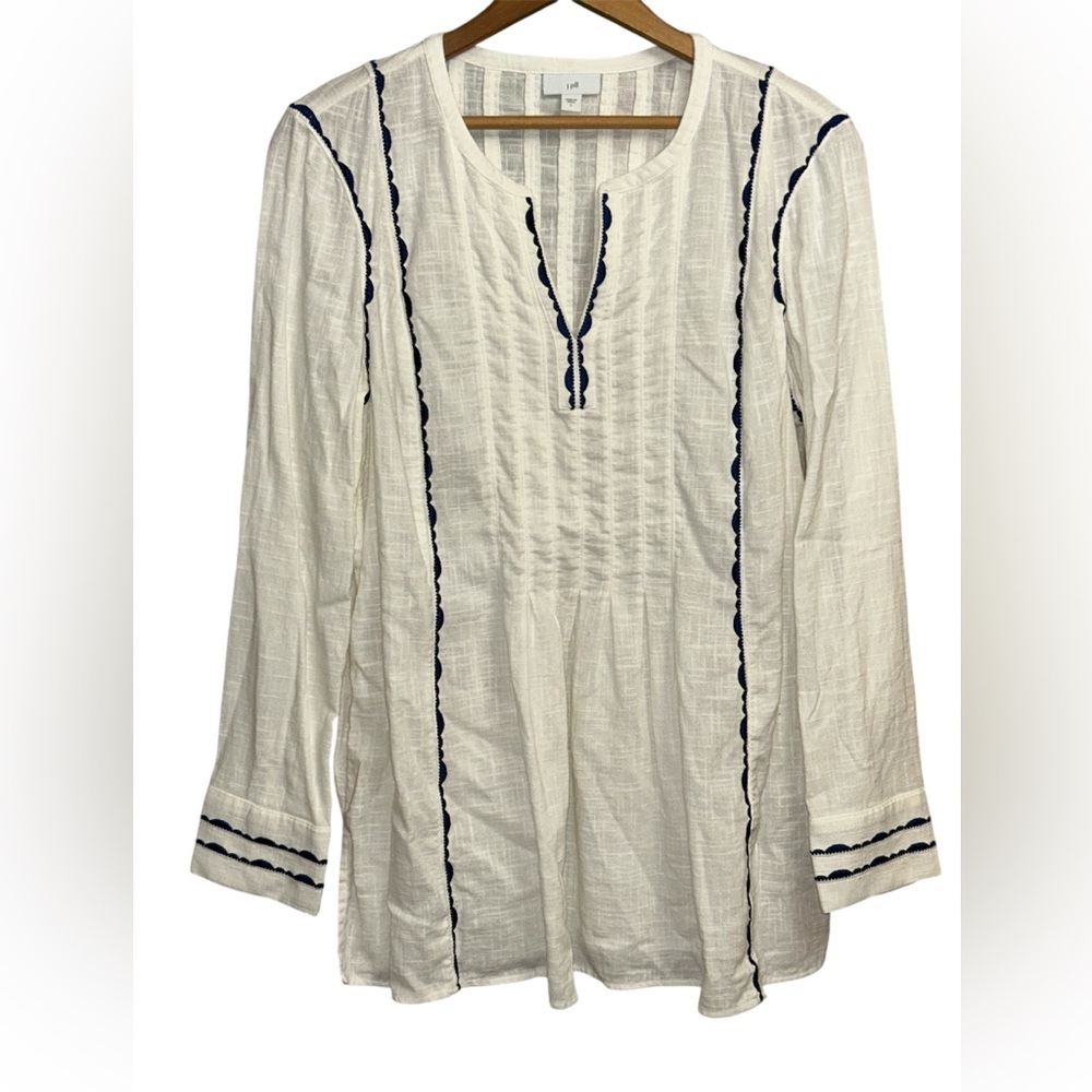 J. Jill White and Blue Tunic Top - Picture 2 of 5